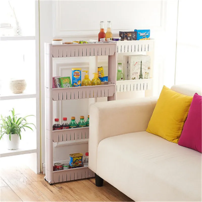 3/4 слой многофункциональный PP шкив стеллаж для хранения пластмассовый колеса