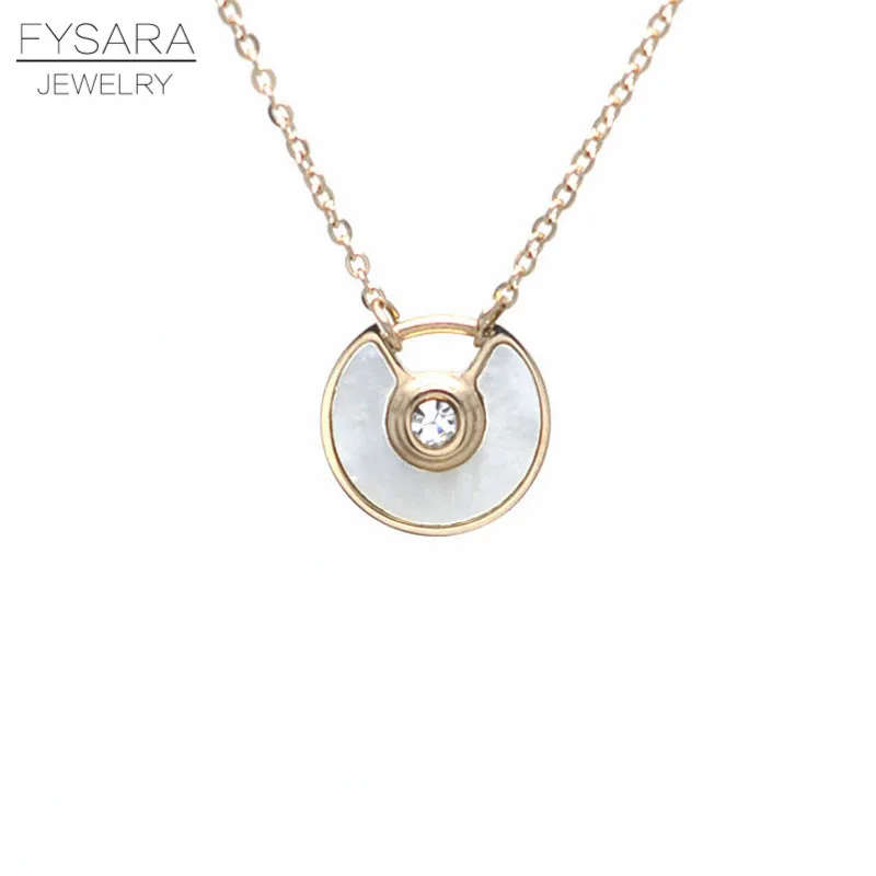 Модное ожерелье FYSARA 316L из нержавеющей стали круглая белая/черная ракушка