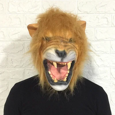 Lion Хэллоуин Карнавал зверополис косплей костюм реквизит рыба кролик Джуди верблюд панда кенгуру Ленивец ящерица Бегемот Латексная Маска животных - Цвет: Lion