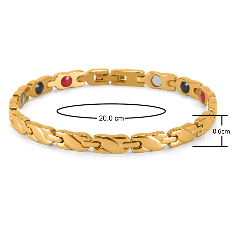 Rainso Для женщин Нержавеющая сталь браслет золото магнитный Jewelry Pulceras для германий