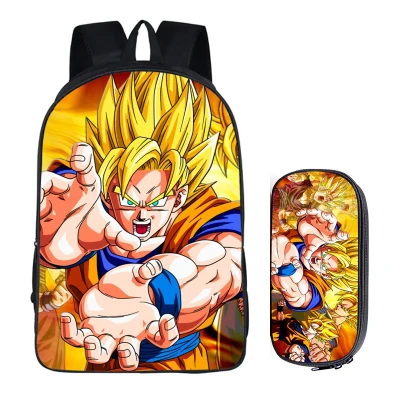 Set 2 Dragon Ball 2 шт набор с пеналом Роскошные студенческие рюкзаки рукоделие принт классные детские школьные ранцы для мальчиков Дети Мужчины Книга сумка - Цвет: Set 2