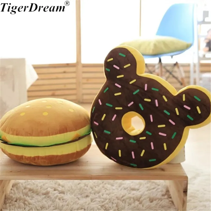 

Simulation Food Plush Pillow Hamburger Donuts Cushion Home Sofa Decorative Soft Toy For Kids Funny Children Gift 2 Style