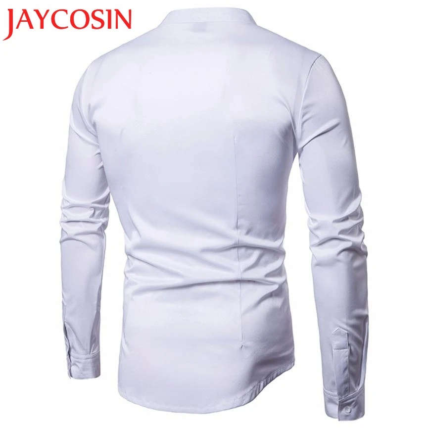 Jaycosin новые высокие мужские рубашки облегающие однотонные повседневные на