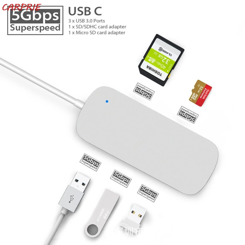 CARPRIE Тип usb C концентратор на 5 в 1 MacBook хаб с USB3.0 и зарядка PD Порты разъёмы