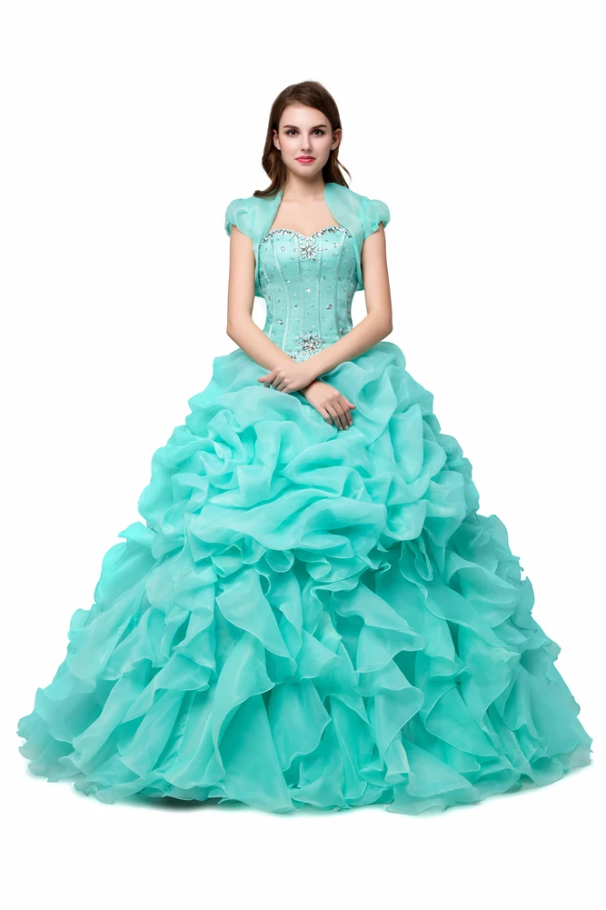 Ruthshen Vestidos De 15 Anos Дешевые Бальные платья с жакетом мятно-зеленый/ярко-розовый/желтый Дебютант сладкий 16 платьев