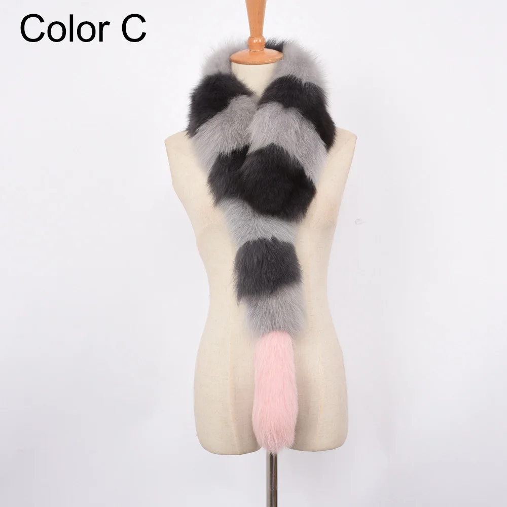 Color C Новые поступления Для женщин из натурального меха лисы шарфы для женщин зима толстые Обувь на теплом меху модные длинные Стиль подлинный натуральных мех глушитель выхлопной трубы S7387 - Цвет: Color C