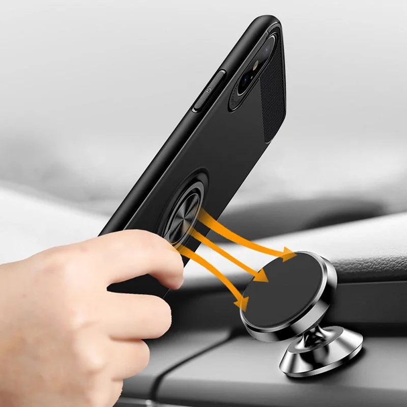 Чехол Toraise для iPhone X роскошный металлический кольцевой кронштейн силиконовый