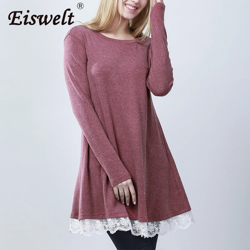 Eiswelt/женские платья повседневные подходят дамы элегантное кружевное одноцветное