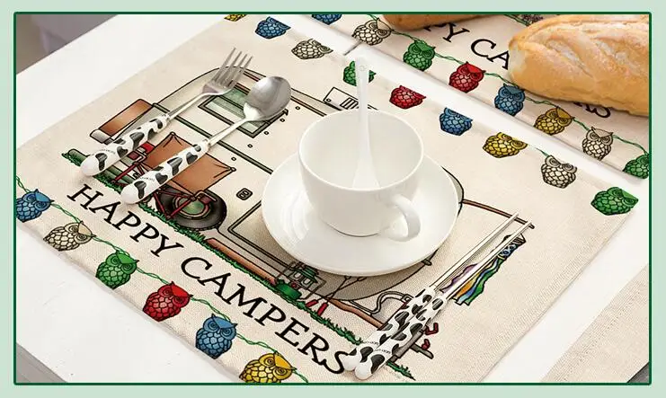 Happy campers коврик из ткани для украшения стола коврик для кухни posavems Manteles индивидуальные Onderzetters H090