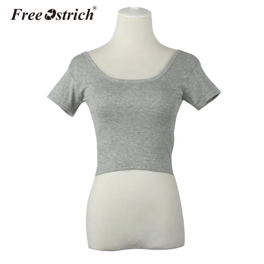 Женская короткая футболка Free Ostrich летний короткий топ с круглым вырезом и