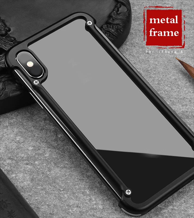 Металлический Utral-Thin Corver бампер чехол для iPhone XR, Простой деловой стиль с выемкой дизайн и силиконовая подушка безопасности