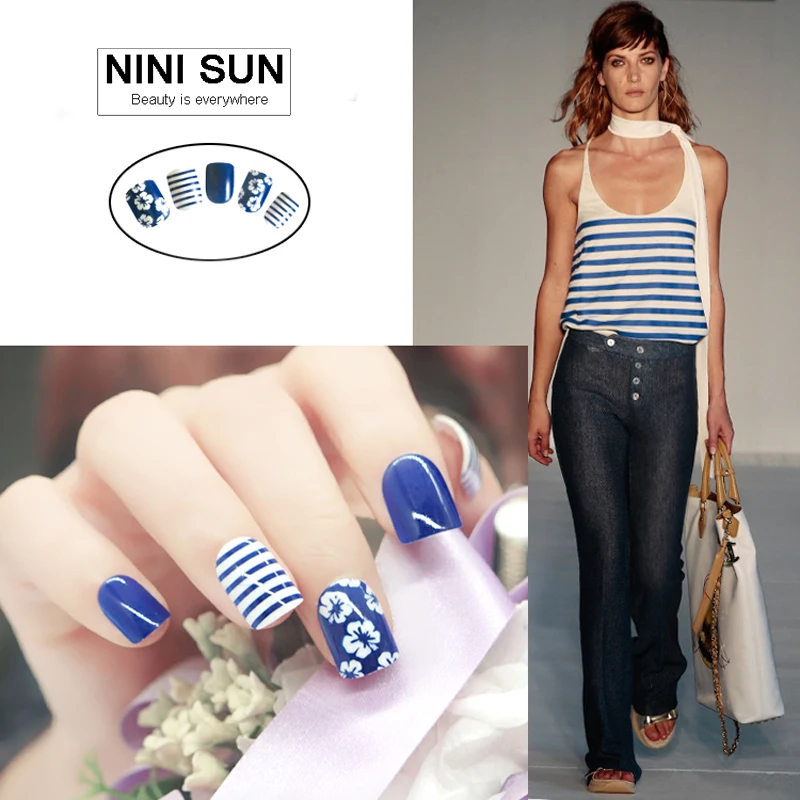 Новый 24 шт./компл. простой дизайн 2017 короткие накладные ногти Nep nagels для украшения