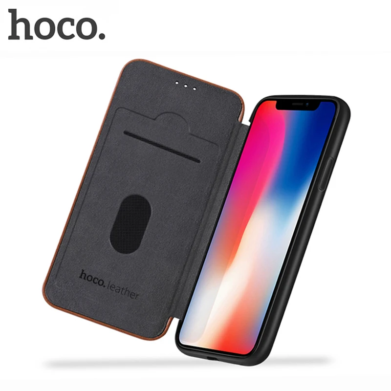 Роскошные Магнитные Флип Чехлы HOCO для iPhone X кожаный чехол с отделением карт