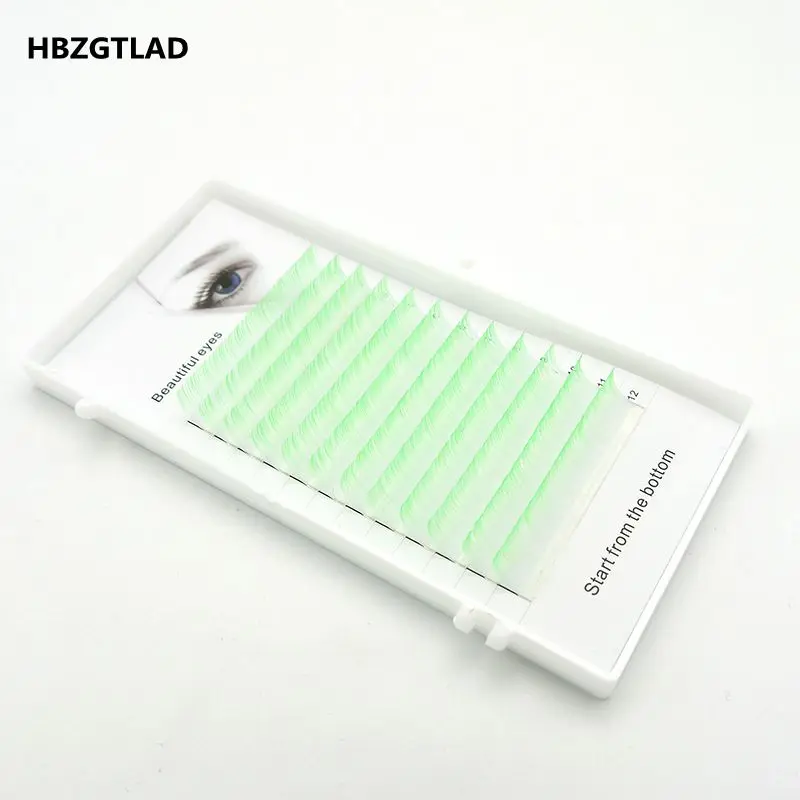 HBZGTLAD фирменные Новые Накладные Ресницы C/D curl 0 07/0 1 мм 8-14 белые + зеленые