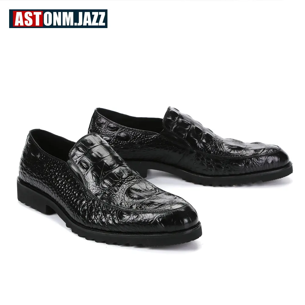 Мужские свадебные модельные туфли повседневные туфли-оксфорды из крокодиловой