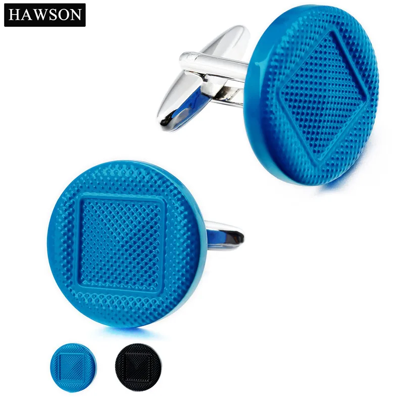 

HAWSON Brand Fashion Jewelry 3 Color Embossed Cuff links Copper Cufflinks for Men Suit French Shirt for Free Gift Box