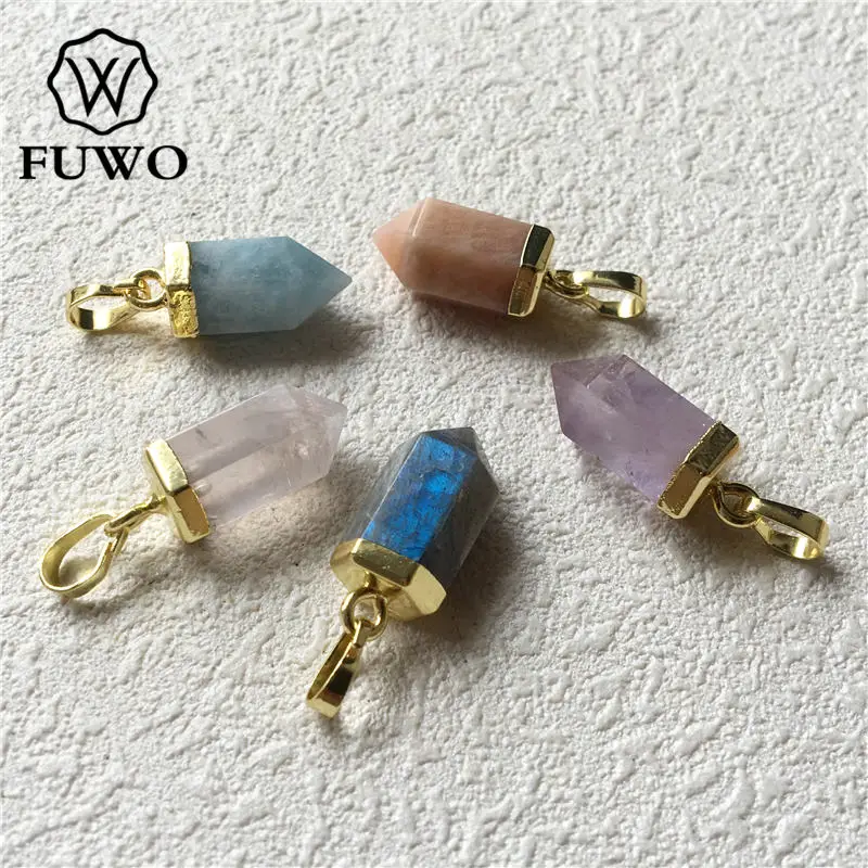 Кварцевая подвеска пионт FUWO граненная Друза с 24 каратным золотом