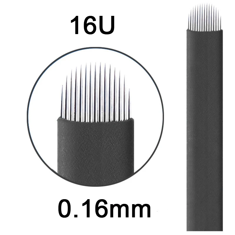 100 шт. иглы для микроблейдинга 0 16 мм черные 12u 14u 16u 18u 21u Lamina ручного тату ручки