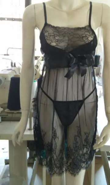 

DL98 2017 New Sexy Underwear Plus Size 3XL Women Sexy Lingerie Ladies Lace Spaghetti Strap Transparent Night Dress Erotic