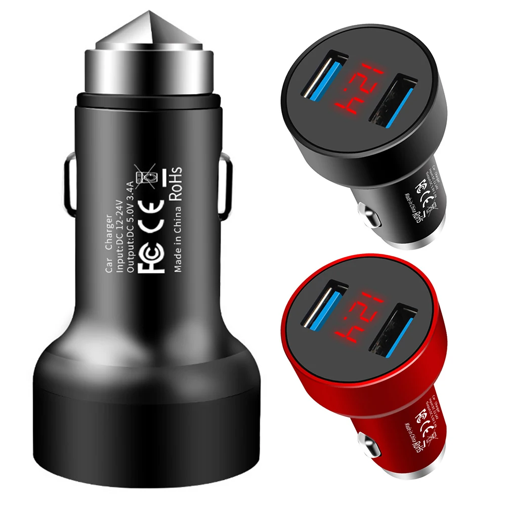 Автомобильное зарядное устройство 5 в 3 4 а с двумя USB портами светодиодный дисплей