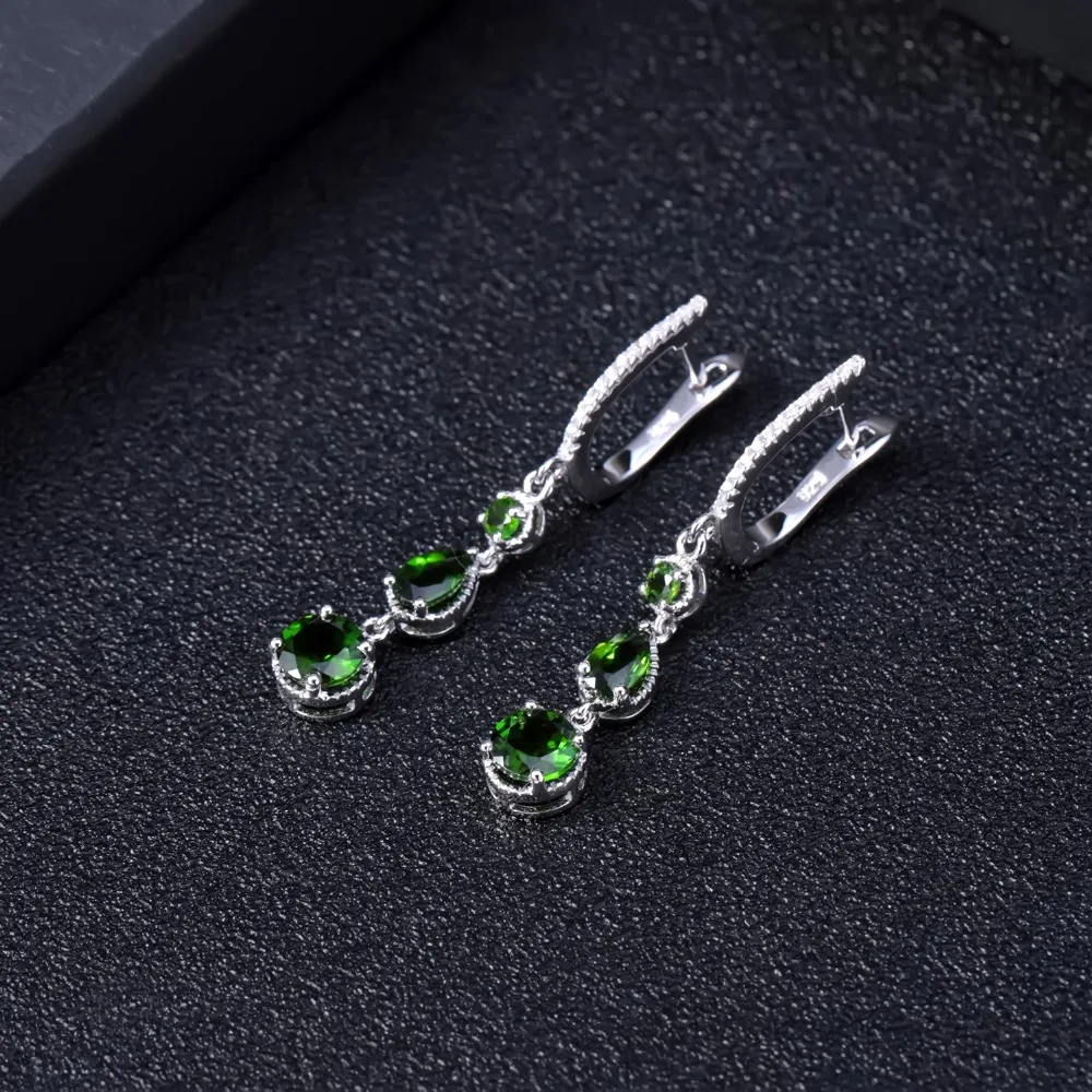 Серьги GEM'S BALLET 3 46ct натуральный хром диопсид серьги капельки из серебра 925 пробы