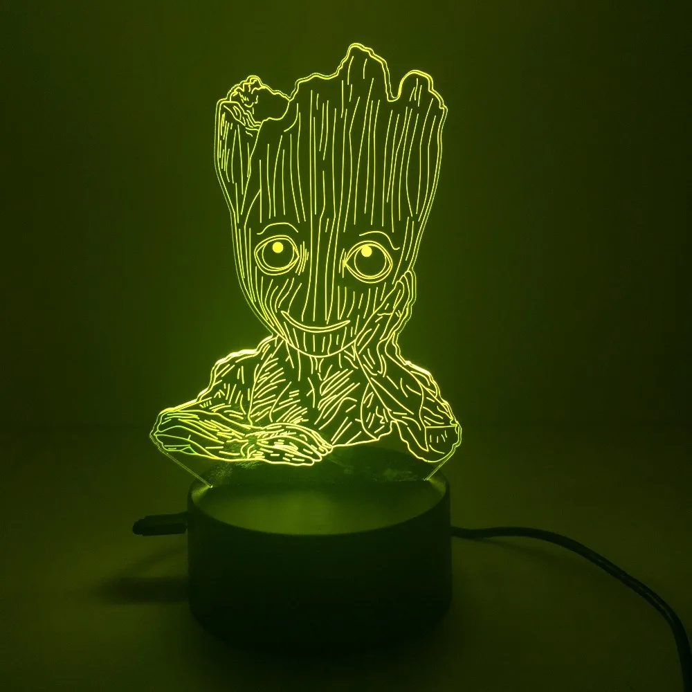 2019 г. Groot 3D светодиодный Ночной светильник креативная электрическая иллюзия 3d для