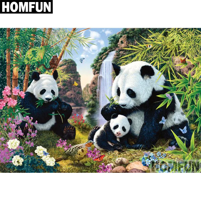 HOMFUN полная квадратная/круглая дрель 5D DIY Алмазная картина "Животные панда" вышивка крестиком 5D домашний Декор подарок A06486