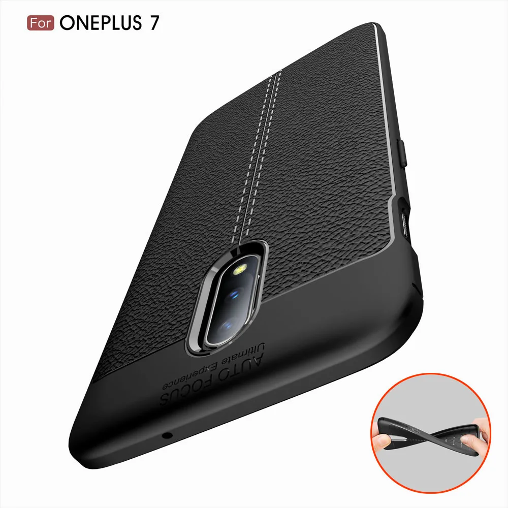 Чехол с текстурой личи для Oneplus 7 7T One Plus oneplus7 oneplus7T Pro телефона-лента на заднюю