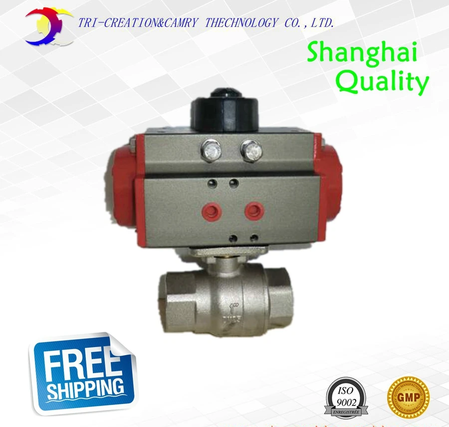 

2" DN50 thread stainless steel ball valve,2 way 304 screwed/pneumatic female ball valve_double acting AT straight way ball valve