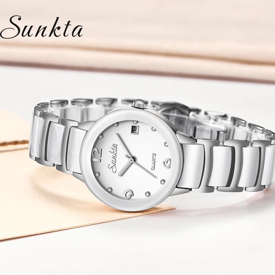 4 новых модных цвета SUNKTA бренд relogio роскошные женские повседневные часы