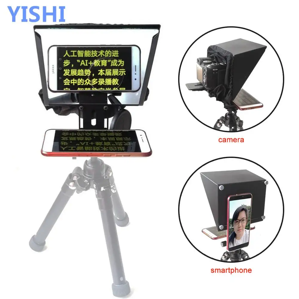 

New Portable Prompter Smartphone Teleprompter for News Live Interview Speech for DSLR Cameras Mobile Phone with remote control