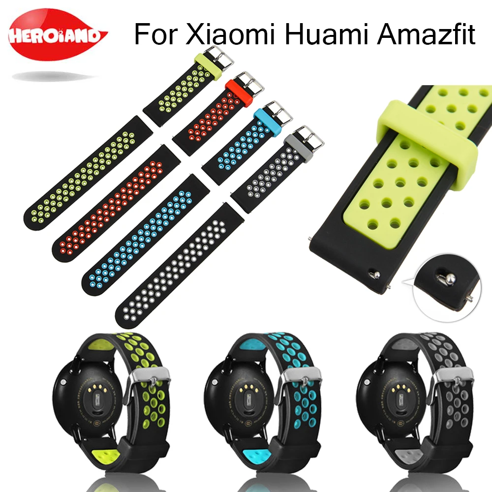 

20 мм сменный спортивный силиконовый ремешок для часов Xiaomi Huami Amazfit, ремешок для часов, браслет, наручный ремешок, аксессуары для часов