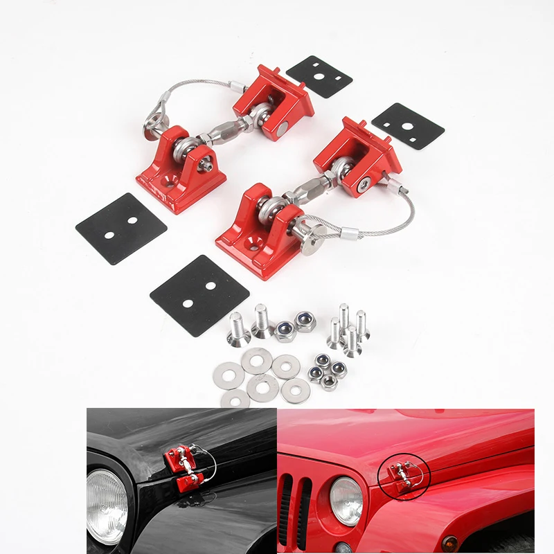 2 шт. блокировка капота из алюминиевого сплава для JEEP Wrangler 2007 2017|assembly|assembly kitassembly car