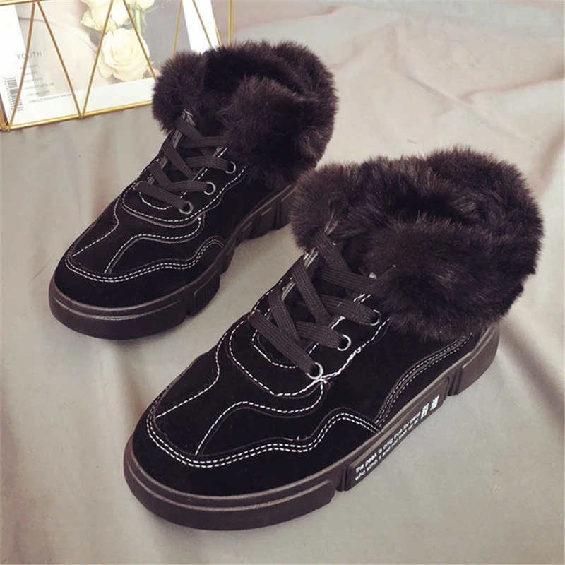 2019 новая зимняя обувь женские кроссовки с мехом на шнуровке толстая Хлопковая