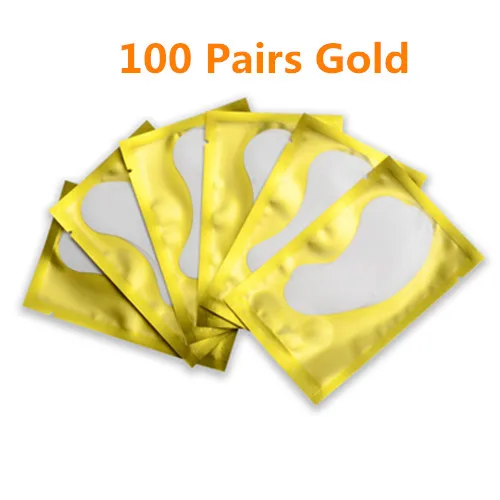 100 Pairs Gold NEWCOME 20/50/100 пар подушечки для ресниц под глаза гелевые подушечки 7 цветов Безворсовая Ткань наклейки для подвесных для наращивания ресниц инструмент - Цвет: 100 Pairs Gold