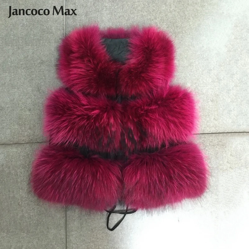 Jancoco Max женский жилет из натурального меха енота меховой жилет короткая куртка женская зимняя мода 3 ряда жилет высокого качества S1150SJ