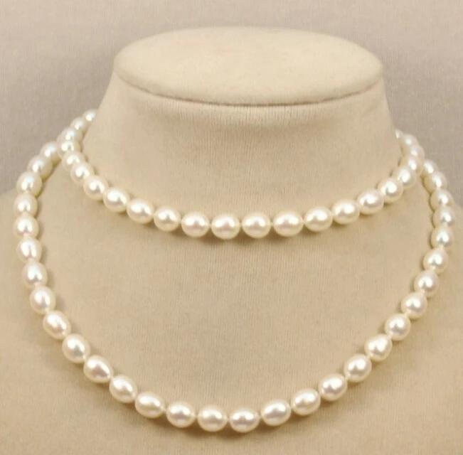 Ожерелье из натурального пресноводного жемчуга АА 8-9 мм, белый и черный цвета