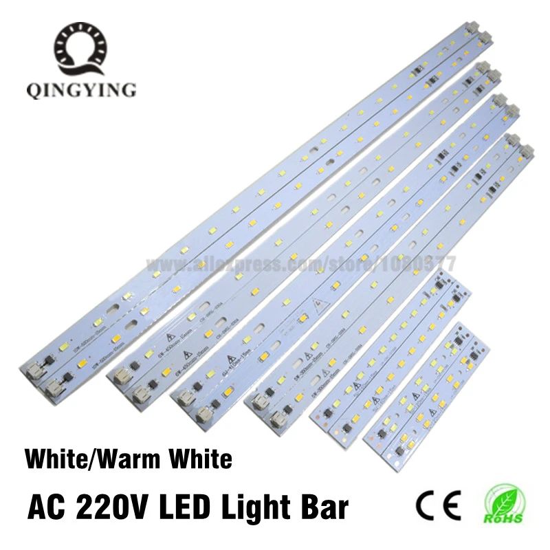 10-50pcs 220V 230V LED Tube Bar Rigid Strip Driverless for T5 T8 Tube 5W 6W 10W AC220V SMD 5730 led pcb Warm White Light Source