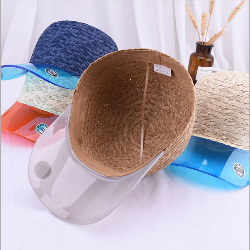 2019 New Summer Female Handmade Straw Patchwork Transparent Pvc Fashion Equestrian Cap Women Leisure Anti-UV Sun Hat | Аксессуары для