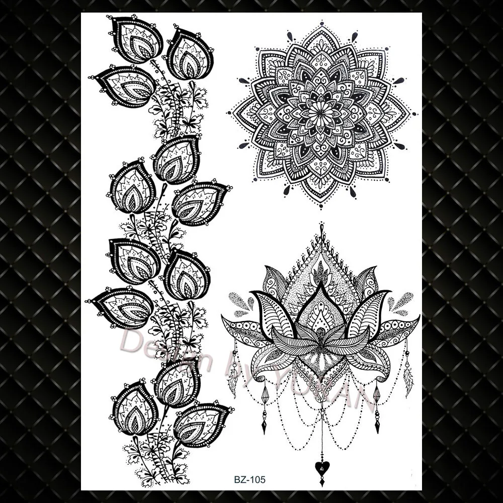 YURAN Hot Boho Индия Мандала Хна Цветок для женщин грудь уши татуировки наклейки