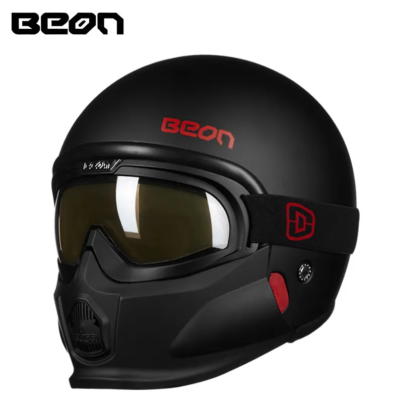 

Мотоциклетный шлем BEON B-703, винтажный модульный, для мужчин и женщин, ретро, 3/4, шлем с открытым лицом, шлем с подбородком, совместим с google