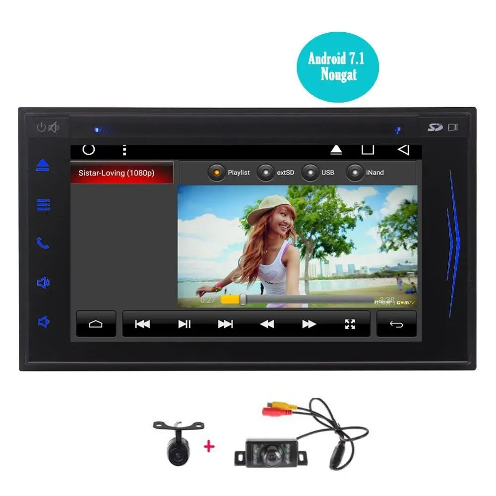 Eincar Android 7.1 стерео в тире Двухместный 2 DIN DVD плеер Поддержка 1080 P видео