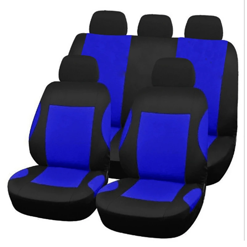 9PcsSet Blue GNUPME 9 шт./компл. сиденья автомобиля аксессуары для интерьера Универсальный Полиэстер Автомобиль переднее заднее сиденье чехлы протектор стайлинга автомобилей - Название цвета: 9PcsSet Blue