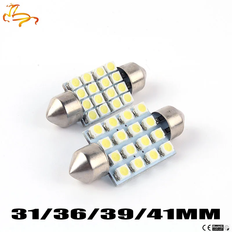 100x гирлянда led 36 мм 39 41 31 3528 1210 SMD 16LED белый свет Купол 16SMD авто лампа бесплатная