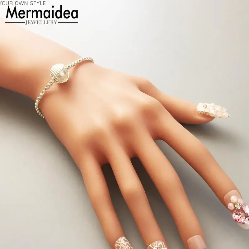Mother of Pearl Shell Charm Beads For Women Fit Bracelets DIY Fashion silver plated Jewelry Making Best Mother's Day Gift | Украшения и