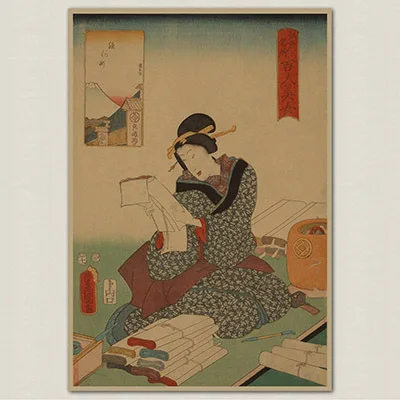 Ukiyo японская карта красоты ретро старая художественная бумага Живопись Домашний