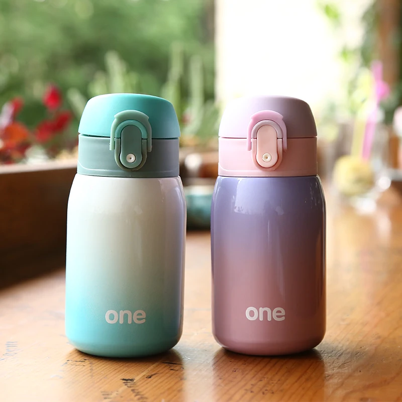 Чашка для горячей воды градиентного цвета ребенка термосы из нержавеющей стали