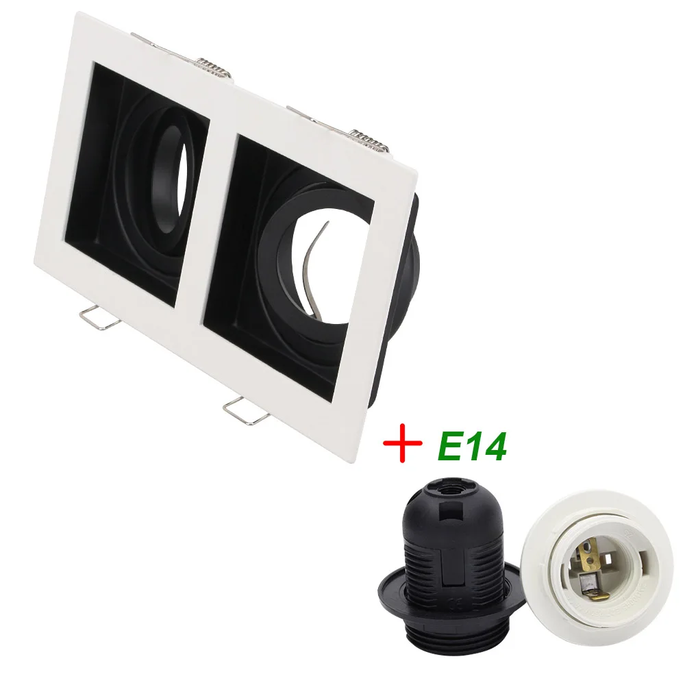 SLF250S2H and E14 Квадратный GU10 MR16 цоколь потолочный зафиксированный светильник поддержка алюминиевого сплава 50 мм лампы Потолочный точечный прожектор установка рамы - Цвет: SLF250S2H and E14