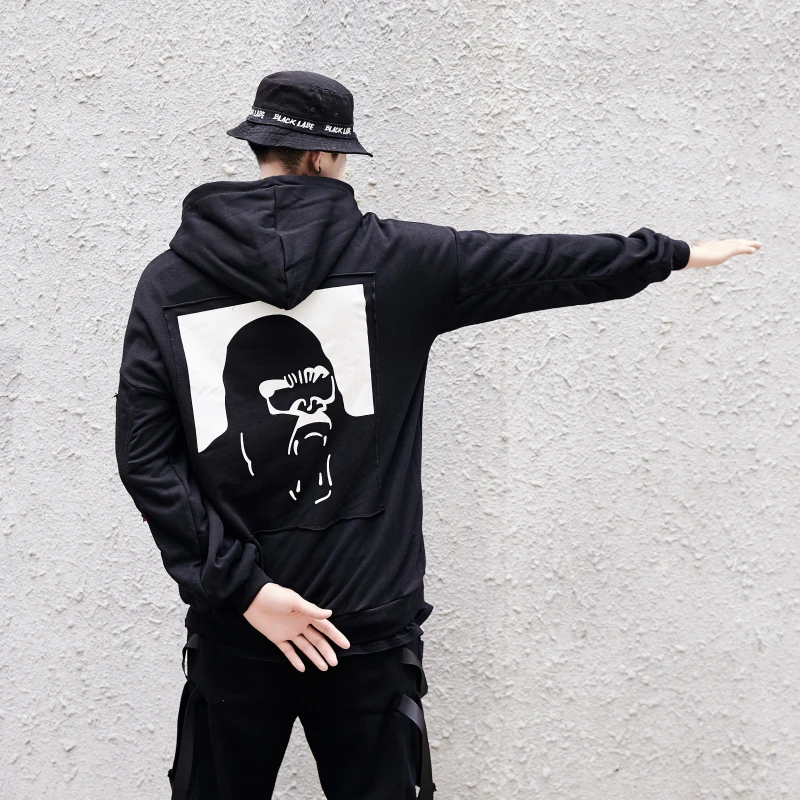 Мода Хип-хоп Толстовки Для мужчин осень 2017 г. лоскутное рукав Дрейк Сова Вышивка с