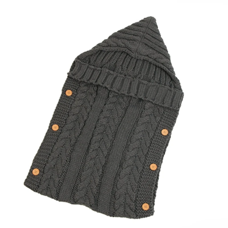 70*35cm Infant Knitted Blanket Solid Color Cute Baby Warm Sleeping Bag Sofa Bed Outdoor Travel Button Stroller | Дом и сад